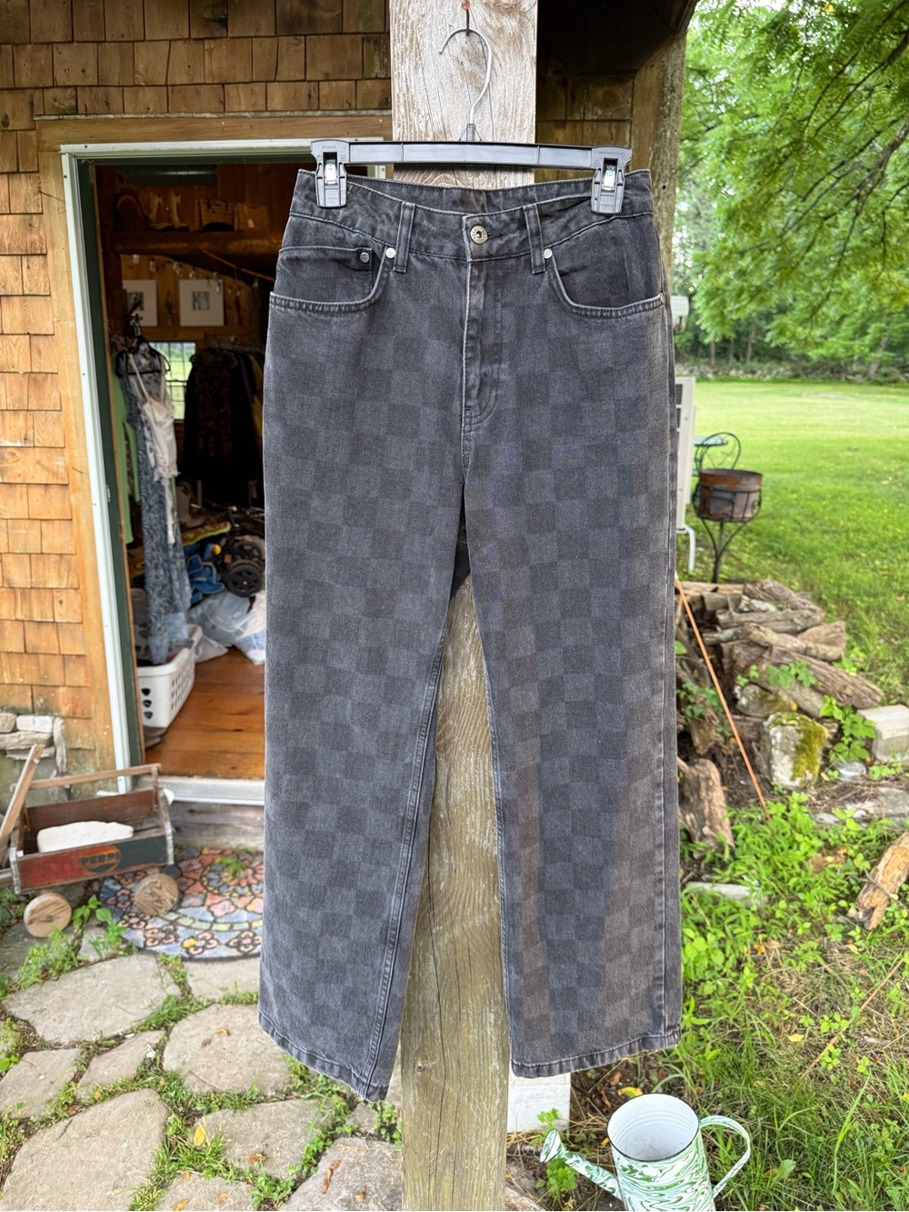 The Ragged Priest Checkerboard Dad Jeans